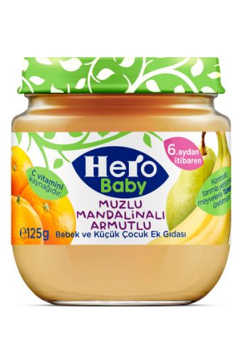 Hero Baby Muz, Mandalina & Armutlu Kavanoz Mama 6+ Ay 125 Gr. ürün görseli