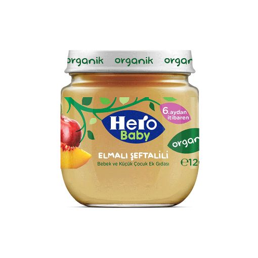 Hero Baby Organik Elmalı Şeftalili Kavanoz Mama 120 Gr. ürün görseli