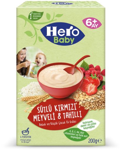 Hero Baby Sütlü Kırmızı Meyveli 8 Tahıllı Mama 6+ Ay 200 Gr. ürün görseli