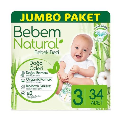 Bebem Natural Jumbo 3 Mıdı 34  Lu. ürün görseli