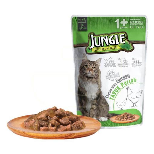 Jungle Tavuk Etli Parçalı Yetişkin Yaş Kedi Maması 100 Gr. ürün görseli