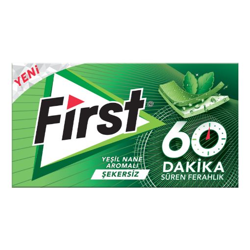 First 60 Dakika Yeşil Nane Aromalı Şekersiz Sakız 27 Gr. ürün görseli