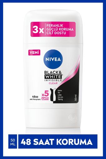 Nivea Black & White Invisible Clear Kadın Stick Deodorant 50 ml. ürün görseli