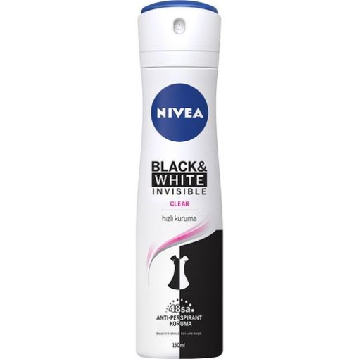 Nivea Black & White Invisible Clear Deodorant 150 ml. ürün görseli