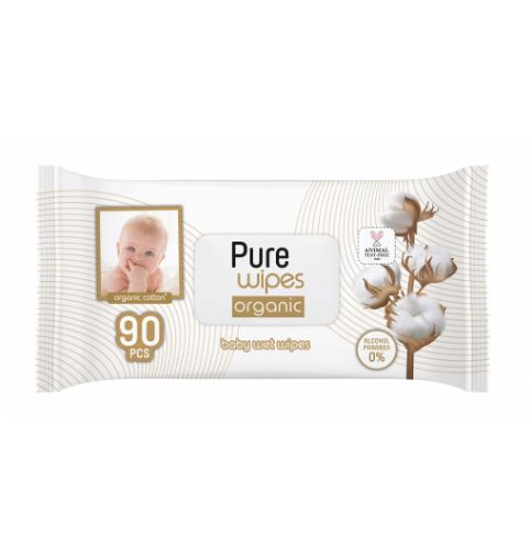 Pure Baby Organic Pamuklu Bebek Islak Havlu 90 Adet. ürün görseli