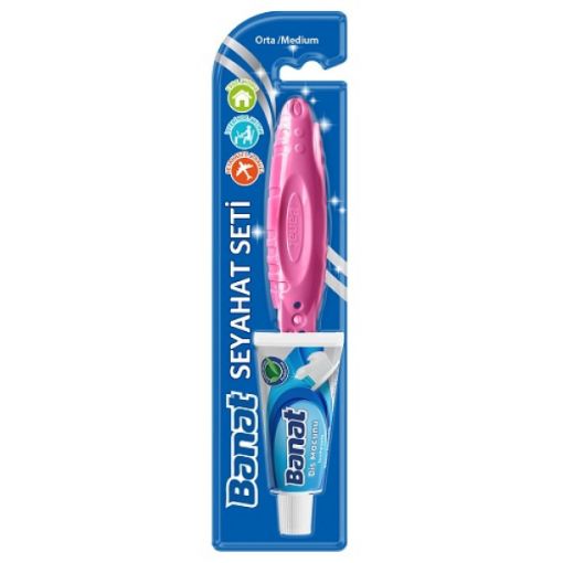 Banat Diş Fırçası Seyahat Seti + Banat Diş Macunu 15 ml. ürün görseli