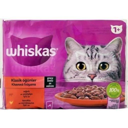 Whiskas Klasik Öğünler Yaş Kedi Maması 4x85 Gr. ürün görseli