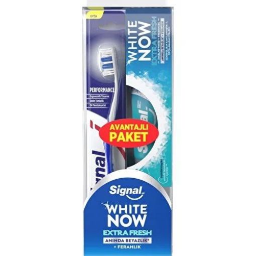 Signal White Now Extra Fresh Diş Macunu 75 ml + Diş Fırçası Hediyeli. ürün görseli