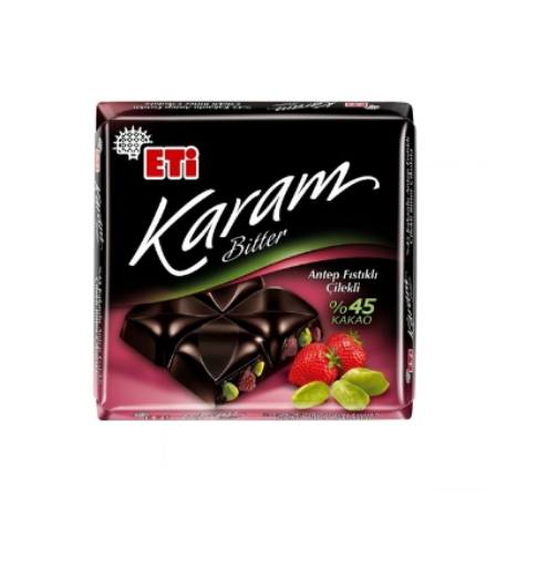 Eti Karam 0,45 Kakaolu Antep Fıstıklı Çilekli Çikolata 60 Gr. ürün görseli