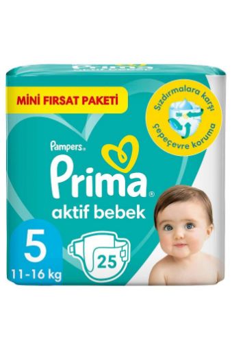 Prima Bebek Bezi Aktif Bebek 5 Numara 25 Adet 11-16 kg Mini Fırsat Paketi. ürün görseli