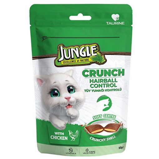 Jungle Crunch Tüy Yumağı Kontrolü Tavuk Etli Kedi Ödül Maması 60 Gr. ürün görseli