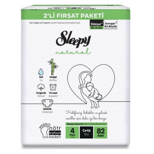 Sleepy Natural No: 4 Maxi Cırtlı Bebek Bezi 82 Adet. ürün görseli