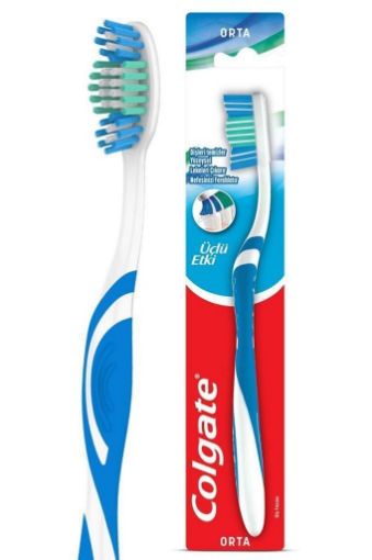 Colgate Üçlü Etki Dil Temizleyicili Arka Dişlere Uzanan Orta Diş Fırçası. ürün görseli