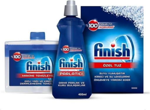 Finish Temizlik ve Bakım Seti (Parlatıcı ve Kurutucu 400 ml + Makine Temizleyici ve Koku Giderici Sıvı 250 ml + Kireç Önleyici T. ürün görseli