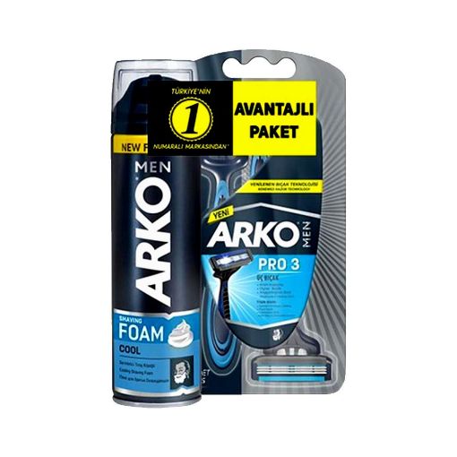 Arko Men Traş SEti 200 Ml Köpük+Traş Bıc 3 Lu. ürün görseli