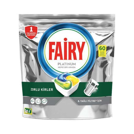 Fairy Platinum Hepsi Bir Arada Bulaşık Makinesi Kapsülü Limon Kokulu 60 Adet. ürün görseli
