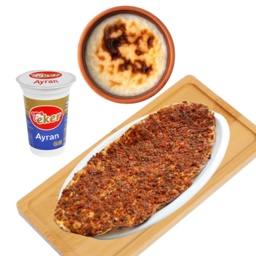 Lahmacun Menü (Lahmacun, Ayran, Fırın Sütlaç). ürün görseli