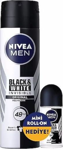 Nivea Black & White Invisible Erkek Deodorant 150 ml + Roll-On 25 ml. ürün görseli