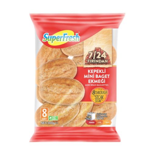 Superfresh Kepekli Mini Baget Ekmek 8?li 300 Gr  . ürün görseli