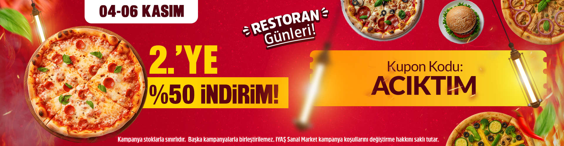 Pizza Karışık Orta Boy 2. ürüne %50 indirim