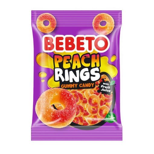 Bebeto Peach Rings Gummy Candy 60 gr  . ürün görseli